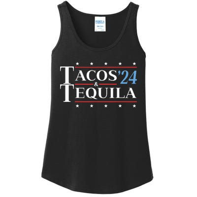 Tacos Tequila 24 Funny Presidential Election 2024 Parody Ladies Essential Tank