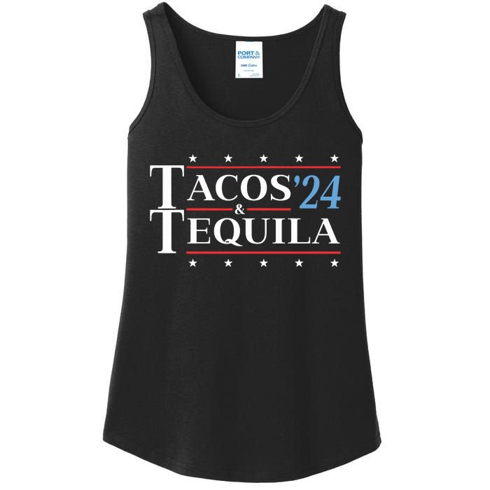 Tacos Tequila 24 Funny Presidential Election 2024 Parody Ladies Essential Tank