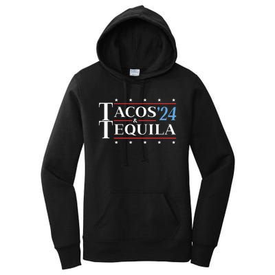 Tacos Tequila 24 Funny Presidential Election 2024 Parody Women's Pullover Hoodie