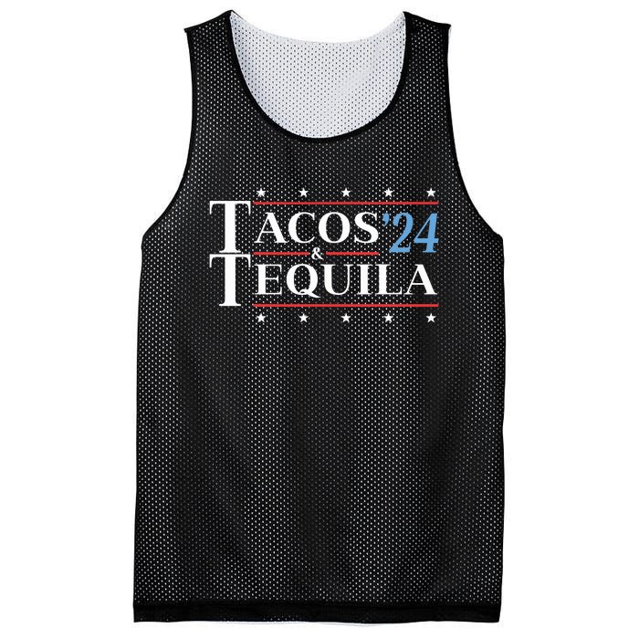 Tacos Tequila 24 Funny Presidential Election 2024 Parody Mesh Reversible Basketball Jersey Tank