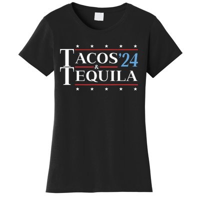 Tacos Tequila 24 Funny Presidential Election 2024 Parody Women's T-Shirt