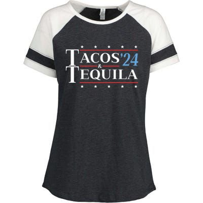 Tacos Tequila 24 Funny Presidential Election 2024 Parody Enza Ladies Jersey Colorblock Tee