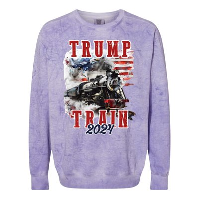 Trump Train 2024 Colorblast Crewneck Sweatshirt