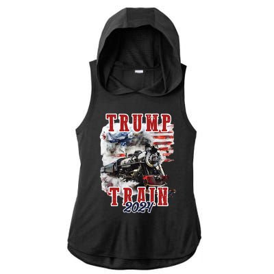 Trump Train 2024 Ladies PosiCharge Tri-Blend Wicking Draft Hoodie Tank