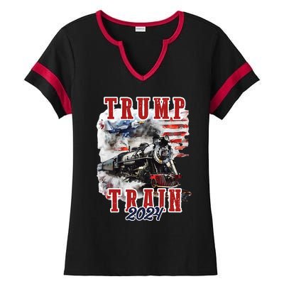 Trump Train 2024 Ladies Halftime Notch Neck Tee