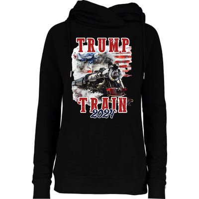 Trump Train 2024 Womens Funnel Neck Pullover Hood