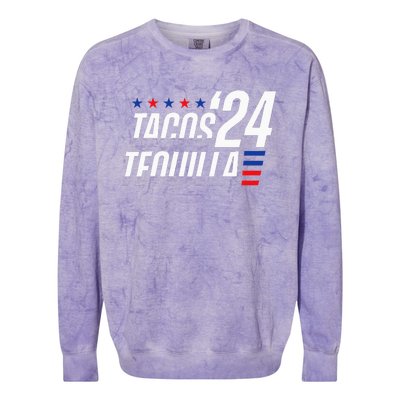 Tacos & Tequila 2024 Election Colorblast Crewneck Sweatshirt