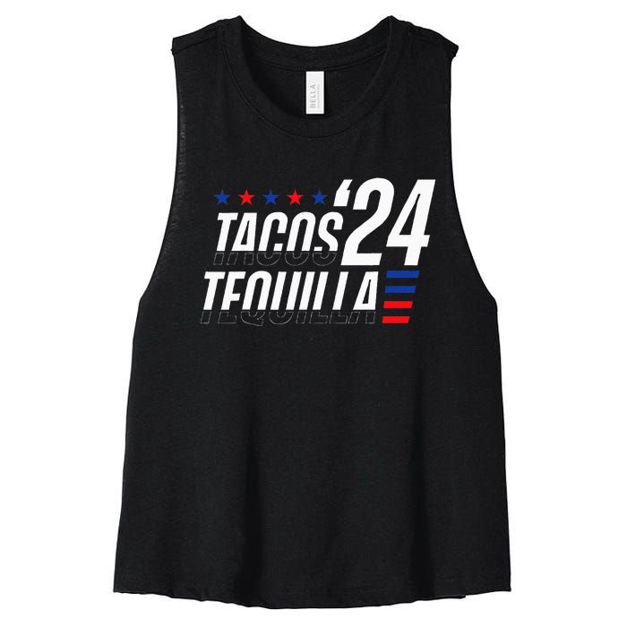 Tacos & Tequila 2024 Election Women's Racerback Cropped Tank