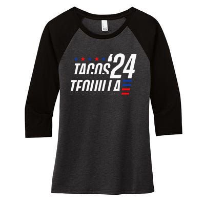 Tacos & Tequila 2024 Election Women's Tri-Blend 3/4-Sleeve Raglan Shirt