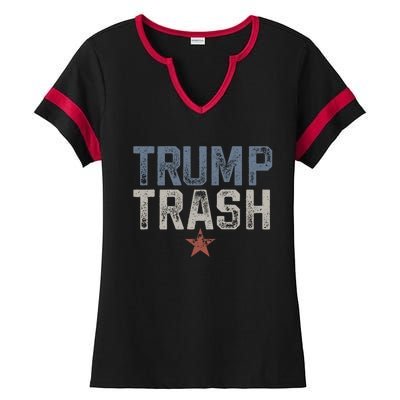 Trump Trash 2024 Grunge Vintage Garbage For Trump Ladies Halftime Notch Neck Tee