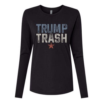 Trump Trash 2024 Grunge Vintage Garbage For Trump Womens Cotton Relaxed Long Sleeve T-Shirt