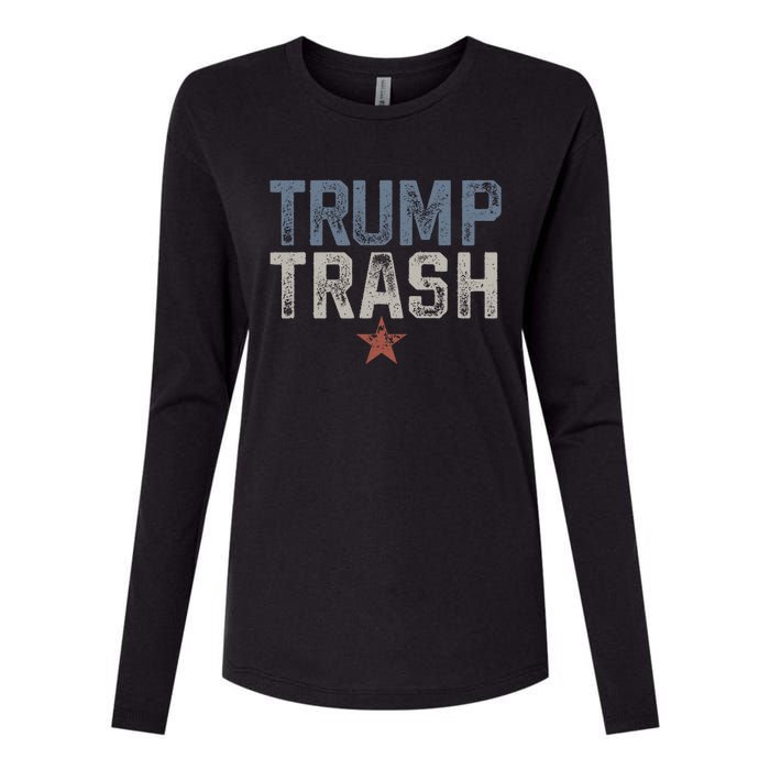 Trump Trash 2024 Grunge Vintage Garbage For Trump Womens Cotton Relaxed Long Sleeve T-Shirt