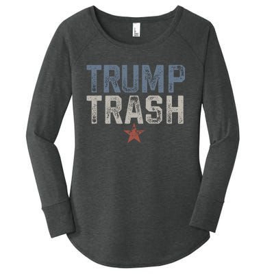 Trump Trash 2024 Grunge Vintage Garbage For Trump Women's Perfect Tri Tunic Long Sleeve Shirt