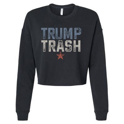 Trump Trash 2024 Grunge Vintage Garbage For Trump Cropped Pullover Crew