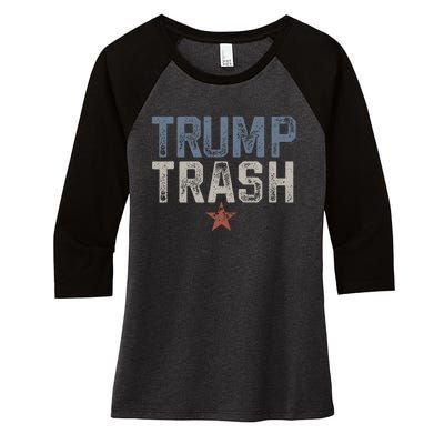 Trump Trash 2024 Grunge Vintage Garbage For Trump Women's Tri-Blend 3/4-Sleeve Raglan Shirt