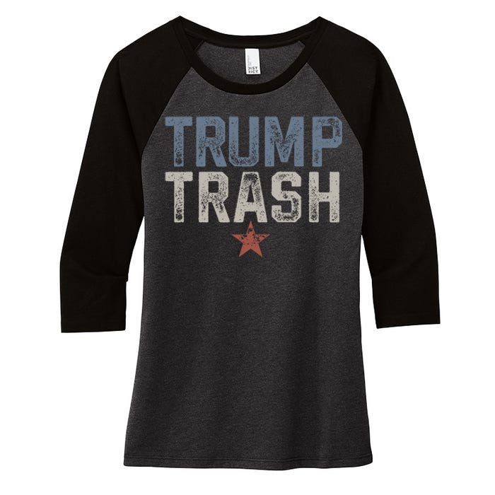 Trump Trash 2024 Grunge Vintage Garbage For Trump Women's Tri-Blend 3/4-Sleeve Raglan Shirt