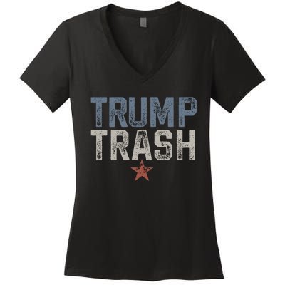 Trump Trash 2024 Grunge Vintage Garbage For Trump Women's V-Neck T-Shirt