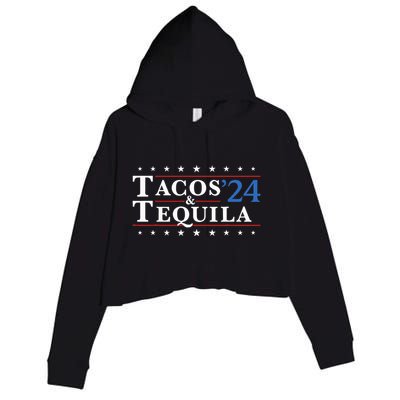 Tacos Tequila 24 Funny Taco And Tequila Crop Fleece Hoodie