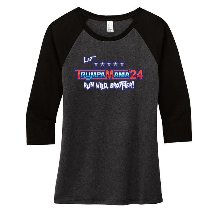 Trumpamania Trump 2024 Trumpamania Trump 2024 Wrestling Meme Women's Tri-Blend 3/4-Sleeve Raglan Shirt