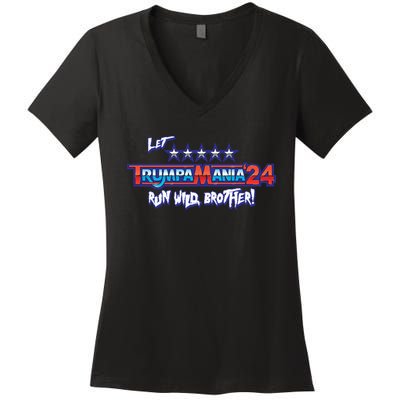 Trumpamania Trump 2024 Trumpamania Trump 2024 Wrestling Meme Women's V-Neck T-Shirt