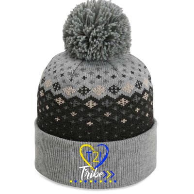 T21 Tribe 21 World Down Syndrome Awareness Day Heart Gift The Baniff Cuffed Pom Beanie