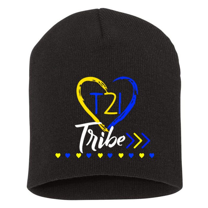 T21 Tribe 21 World Down Syndrome Awareness Day Heart Gift Short Acrylic Beanie