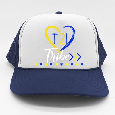 T21 Tribe 21 World Down Syndrome Awareness Day Heart Gift Trucker Hat