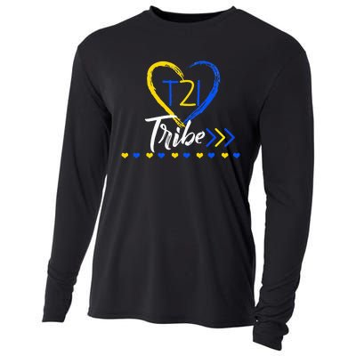 t21 Tribe 21 World Down Syndrome Awareness Day Heart Cooling Performance Long Sleeve Crew