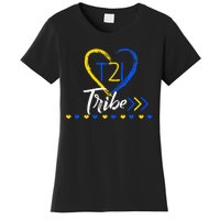 t21 Tribe 21 World Down Syndrome Awareness Day Heart Women's T-Shirt