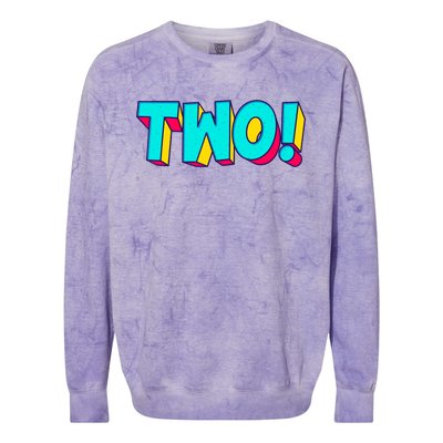 Two Text 2 Year Old Gift 2nd Birthday Second Boy Colorblast Crewneck Sweatshirt