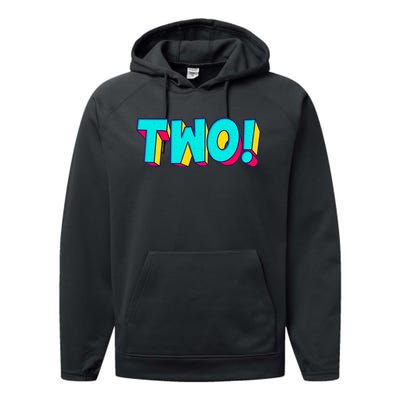 Two Text 2 Year Old Gift 2nd Birthday Second Boy Performance Fleece Hoodie