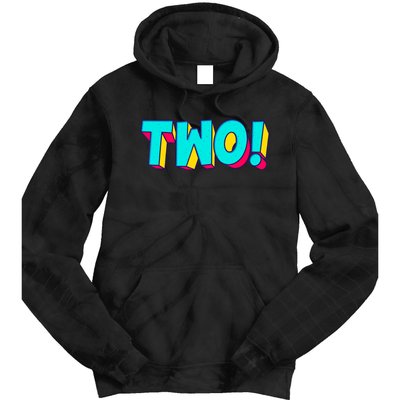 Two Text 2 Year Old Gift 2nd Birthday Second Boy Tie Dye Hoodie