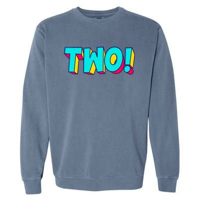 Two Text 2 Year Old Gift 2nd Birthday Second Boy Garment-Dyed Sweatshirt