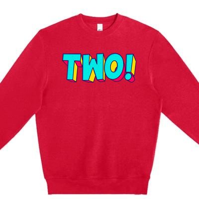 Two Text 2 Year Old Gift 2nd Birthday Second Boy Premium Crewneck Sweatshirt