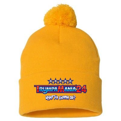 Trumpa mania Trump 2024 Wrestling Meme Pom Pom 12in Knit Beanie