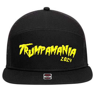 Trumpamania Trump 2024 Election Republican President 7 Panel Mesh Trucker Snapback Hat