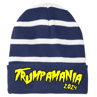 Trumpamania Trump 2024 Election Republican President Striped Beanie with Solid Band