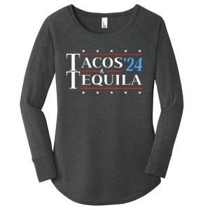 Tacos & Tequila 24 Funny Presidential Election 2024 Parody Women's Perfect Tri Tunic Long Sleeve Shirt