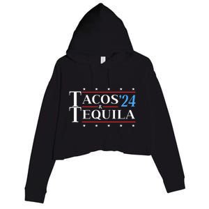 Tacos & Tequila 24 Funny Presidential Election 2024 Parody Crop Fleece Hoodie