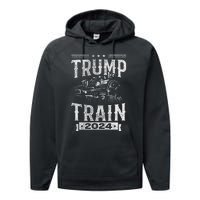 Trump Train 2024 Patriotic Election Design Performance Fleece Hoodie