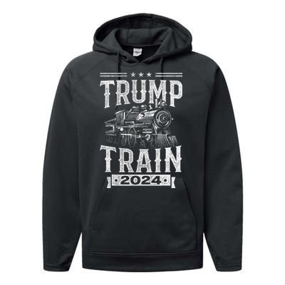 Trump Train 2024 Patriotic Election Design Performance Fleece Hoodie