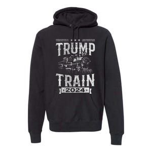 Trump Train 2024 Patriotic Election Design Premium Hoodie