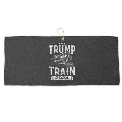 Trump Train 2024 Patriotic Election Design Large Microfiber Waffle Golf Towel