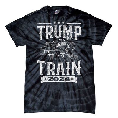 Trump Train 2024 Patriotic Election Design Tie-Dye T-Shirt