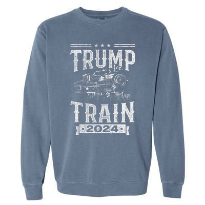 Trump Train 2024 Patriotic Election Design Garment-Dyed Sweatshirt