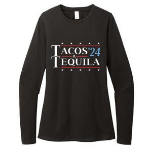 Tacos & Tequila 24 Funny Presidential Election 2024 Parody Womens CVC Long Sleeve Shirt