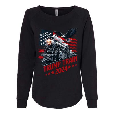 Trump Train 2024 Patriotic Eagle American Flag Womens California Wash Sweatshirt