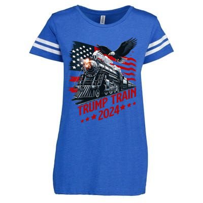 Trump Train 2024 Patriotic Eagle American Flag Enza Ladies Jersey Football T-Shirt