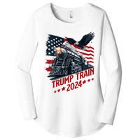 Trump Train 2024 Patriotic Eagle American Flag Women's Perfect Tri Tunic Long Sleeve Shirt