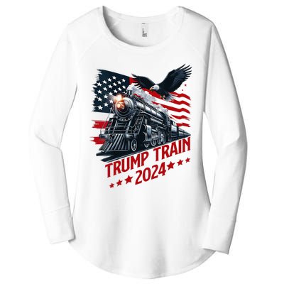 Trump Train 2024 Patriotic Eagle American Flag Women's Perfect Tri Tunic Long Sleeve Shirt